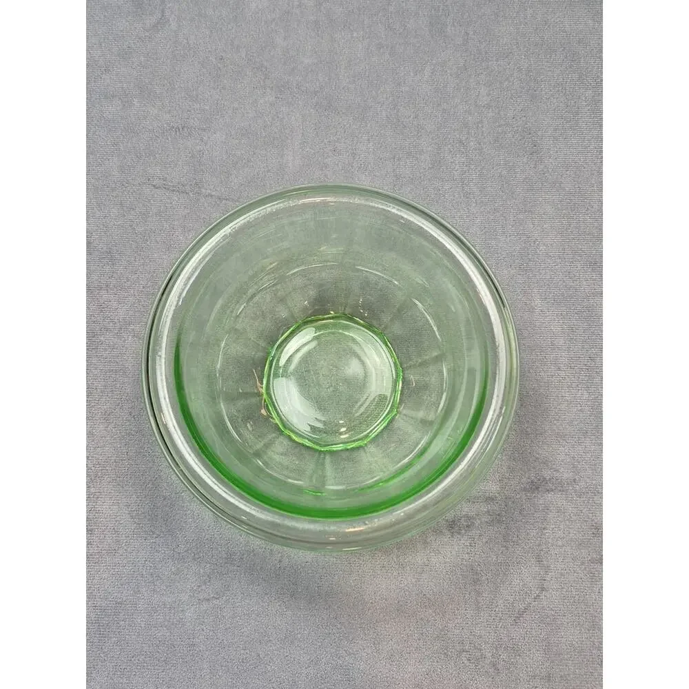 Vintage Hazel Atlas Rest Well Uranium Green Depression Glass Mixing Bowl 6 1/2